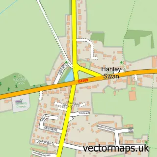Street map sample of Hanley Swan, Worcestershire