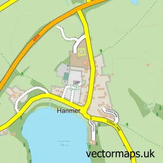 Street map sample of Hanmer, Clwyd