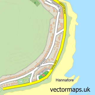 Street map sample of Hannafore, Cornwall
