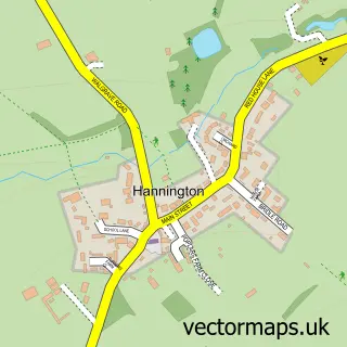 Street map sample of Hannington, Northamptonshire