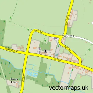 Street map sample of Hapton, Norfolk