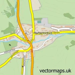 Street map sample of Harbertonford, Devon