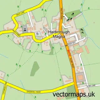 Street map sample of Harborough Magna, Warwickshire