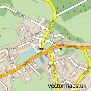 Street map sample of Harden, West Yorkshire