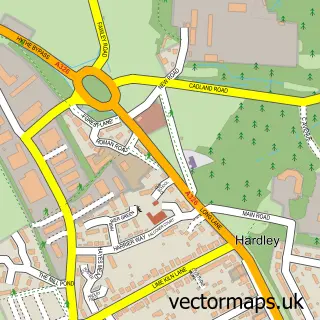 Street map sample of Hardley, Hampshire