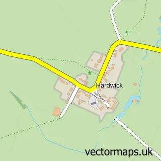 Street map sample of Hardwick, Northamptonshire
