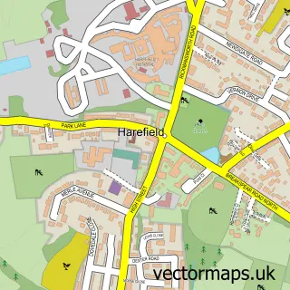 Street map sample of Harefield, Greater London