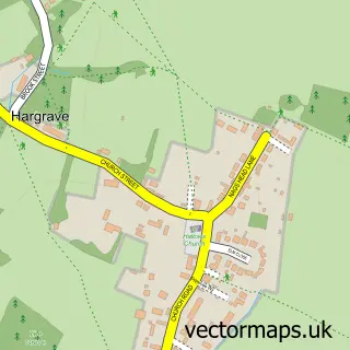 Street map sample of Hargrave, Northamptonshire