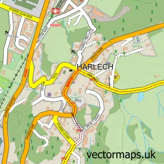 Street map sample of Harlech, Gwynedd