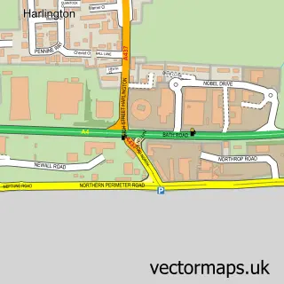 Street map sample of Harlington Corner, Greater London