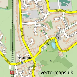 Street map sample of Harlington, Bedfordshire