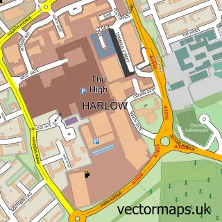 Street map sample of Harlow, Essex