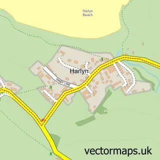 Street map sample of Harlyn, Cornwall