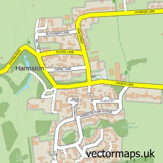 Street map sample of Harmston, Lincolnshire
