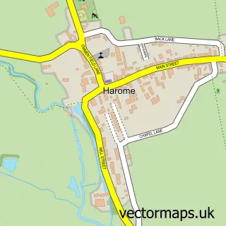Street map sample of Harome, North Yorkshire