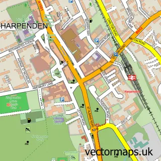 Street map sample of Harpenden, Hertfordshire