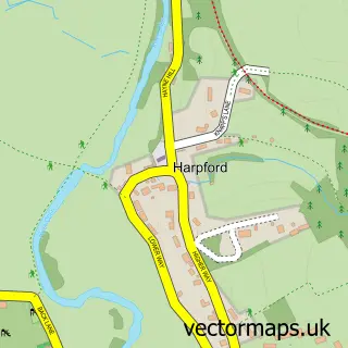 Street map sample of Harpford, Devon