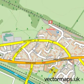 Street map sample of Harrietsham, Kent