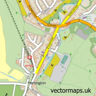 Street map sample of Harrington, Cumbria