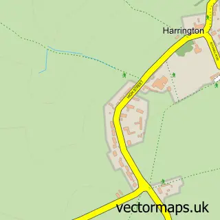 Street map sample of Harrington, Northamptonshire