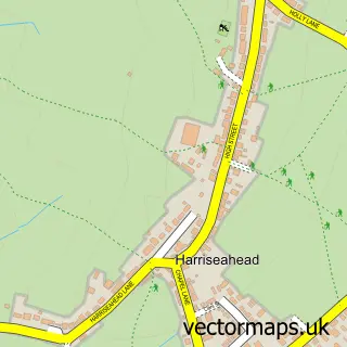 Street map sample of Harriseahead, Staffordshire