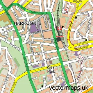 Street map sample of Harrogate, North Yorkshire