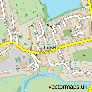 Street map sample of Harrold, Bedfordshire