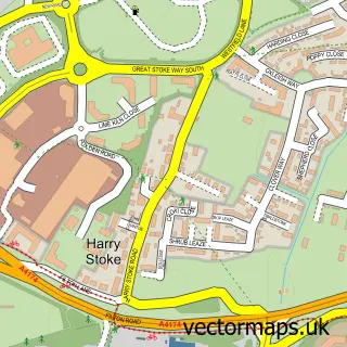Street map sample of Harry Stoke, Gloucestershire