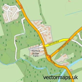 Street map sample of Hartford Bridge, Northumberland