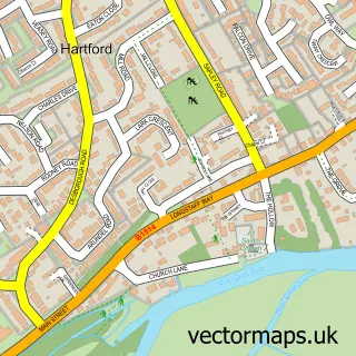 Street map sample of Hartford, Cambridgeshire