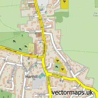 Street map sample of Harthill, South Yorkshire