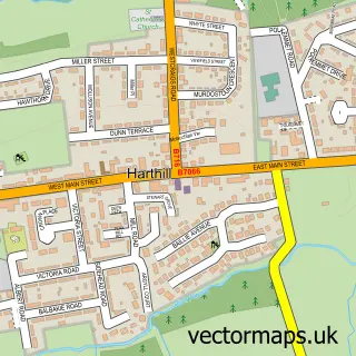 Street map sample of Harthill, Lanarkshire
