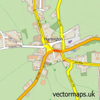Street map sample of Hartington, Derbyshire