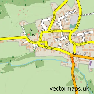 Street map sample of Hartland, Devon