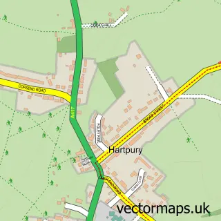 Street map sample of Hartpury, Gloucestershire