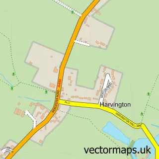 Street map sample of Harvington, Worcestershire