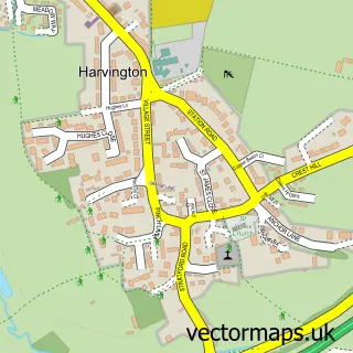Street map sample of Harvington, Worcestershire