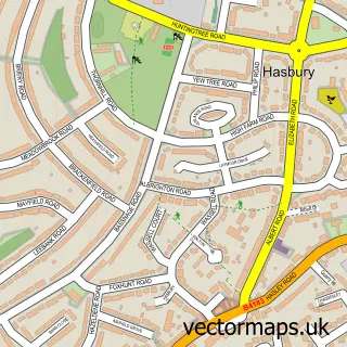 Street map sample of Hasbury, West Midlands