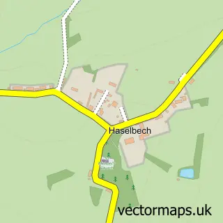 Street map sample of Haselbech, Northamptonshire
