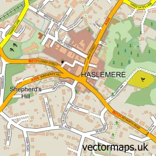 Street map sample of Haslemere, Surrey