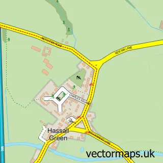 Street map sample of Hassall Green, Cheshire