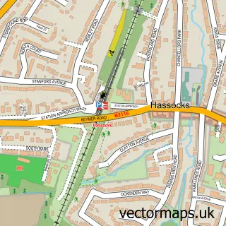 Street map sample of Hassocks, West Sussex