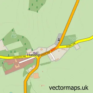 Street map sample of Hassop, Derbyshire