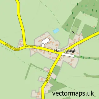 Street map sample of Hastingleigh, Kent