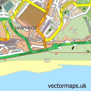 Street map sample of Hastings, East Sussex