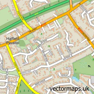 Street map sample of Hatfield Peverel, Essex