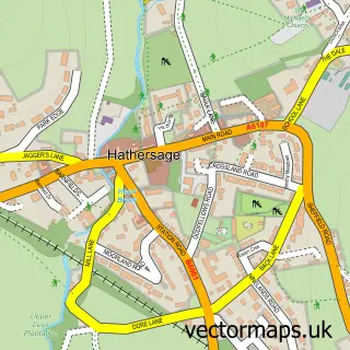 Street map sample of Hathersage, Derbyshire