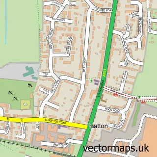 Street map sample of Hatton, Derbyshire