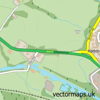 Street map sample of Hatton, Warwickshire