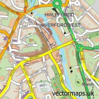 Street map sample of Haverfordwest, Dyfed